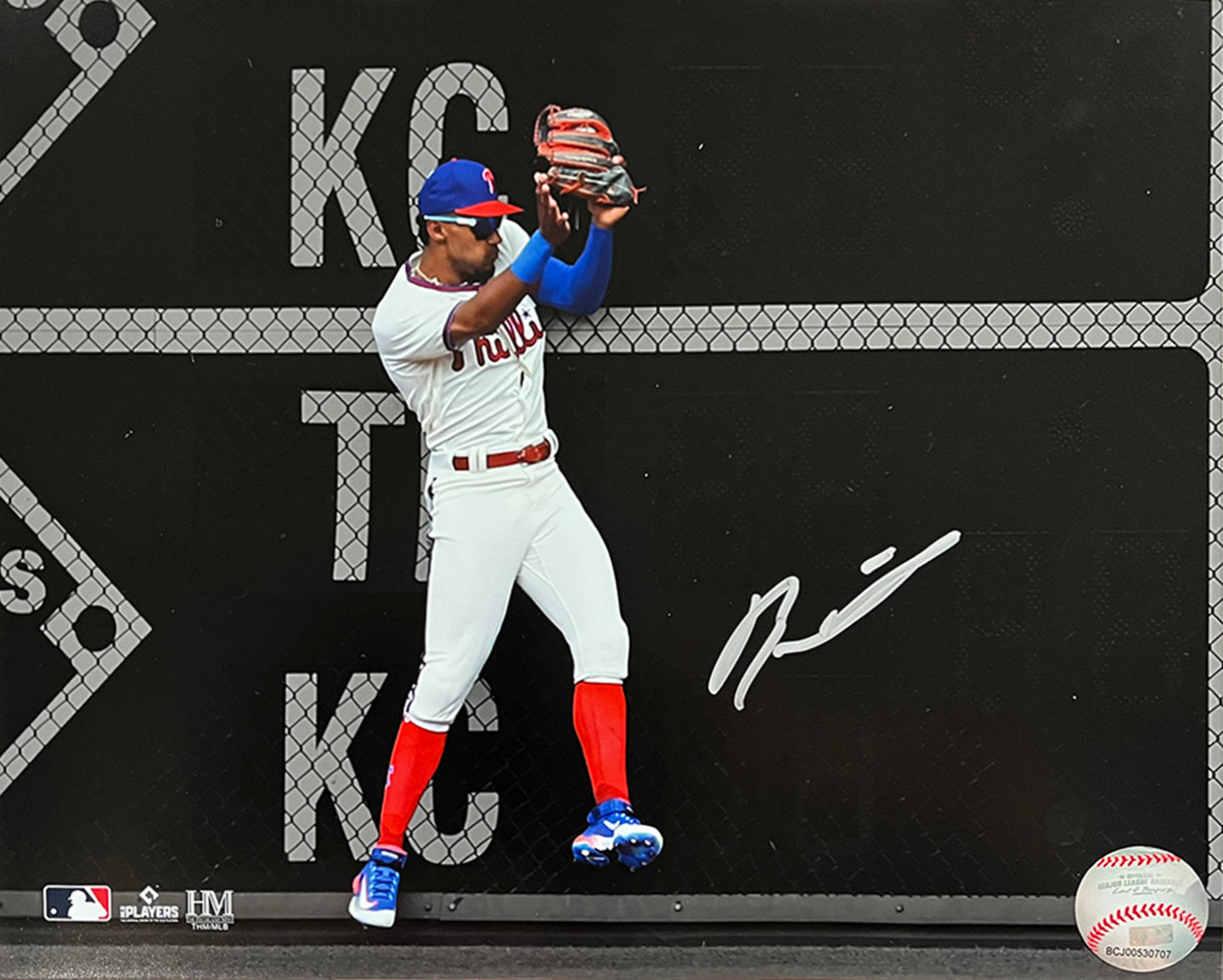 Johan Rojas Double Play Catch Philadelphia Phillies Autographed 11" x 14" Spotlight Baseball Photo