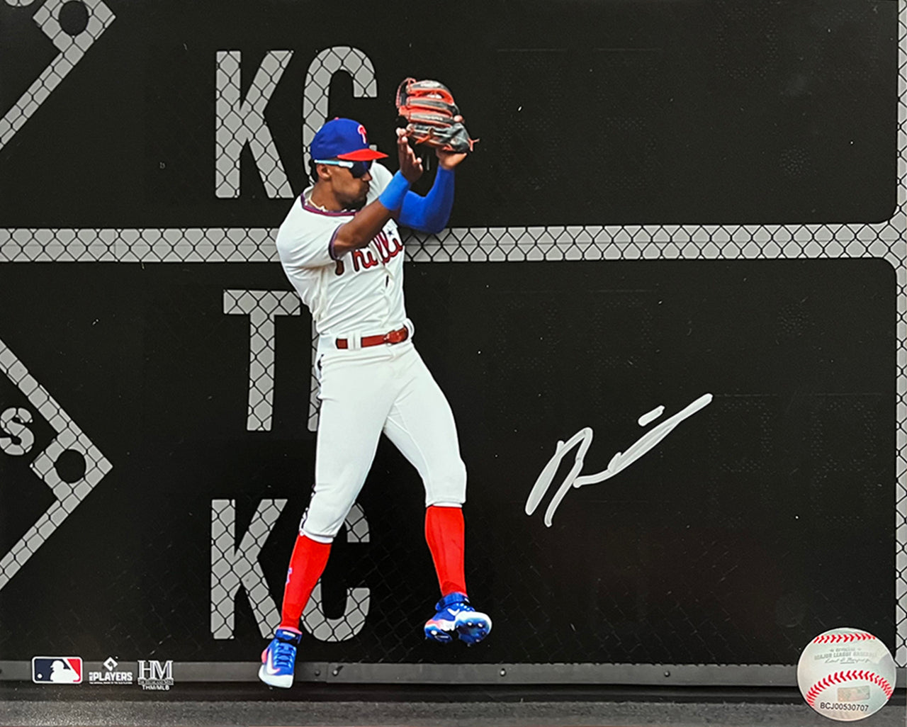 Johan Rojas Double Play Catch Philadelphia Phillies Autographed 8" x 10" Spotlight Baseball Photo