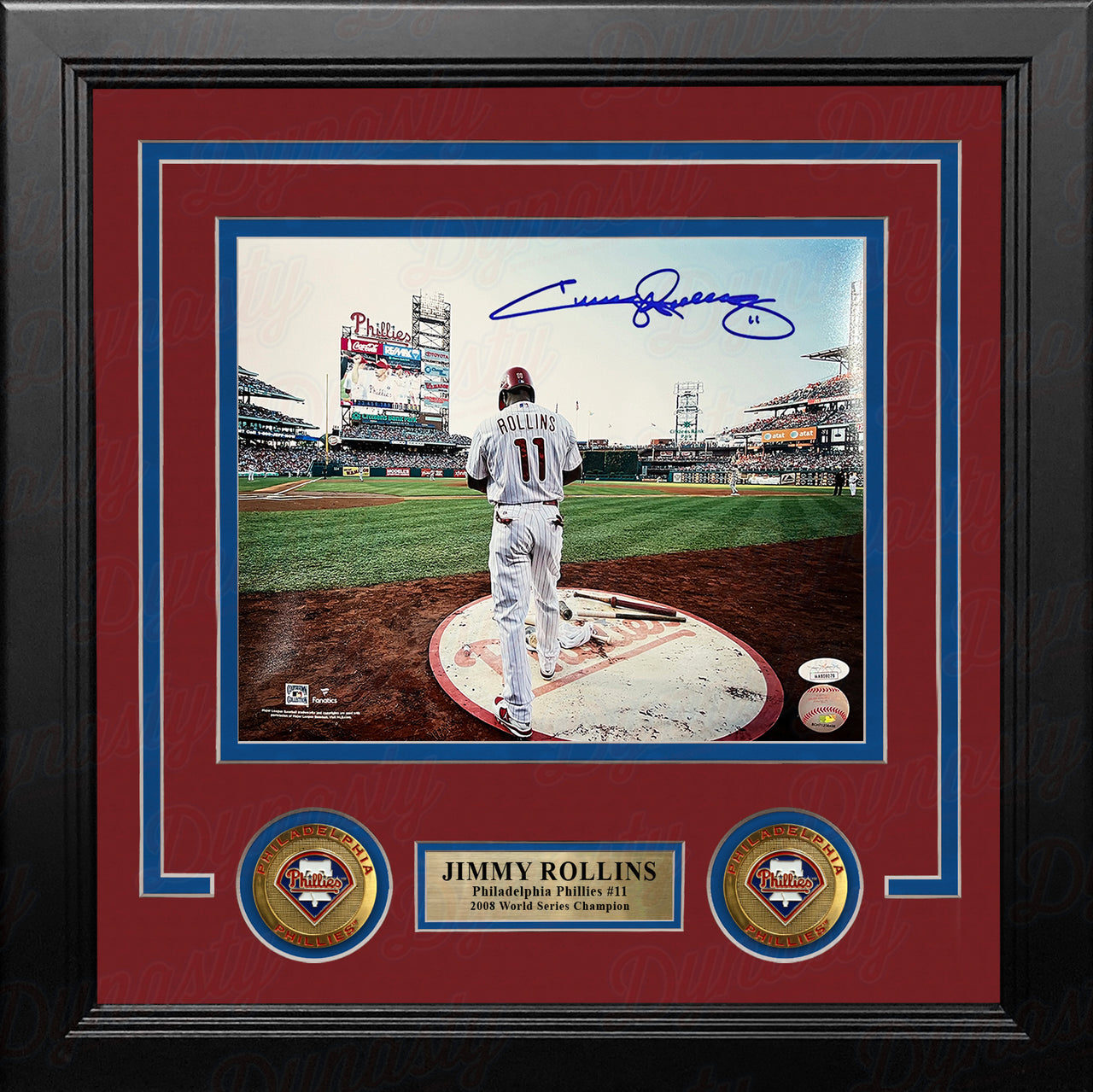 Jimmy Rollins Waits On Deck Autographed Philadelphia Phillies 8x10 Framed Baseball Photo - Dynasty Sports & Framing 