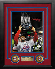 Jimmy Rollins 2008 World Series Trophy Autographed Philadelphia Phillies 8x10 Framed Photo - JSA Authenticated - Dynasty Sports & Framing 