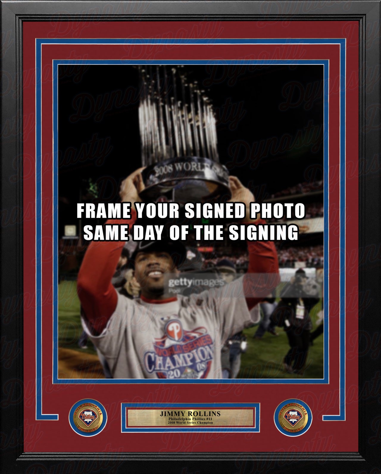 Jimmy Rollins Philadelphia Phillies 2008 World Series Photo Vertical Frame Kit - Dynasty Sports & Framing 