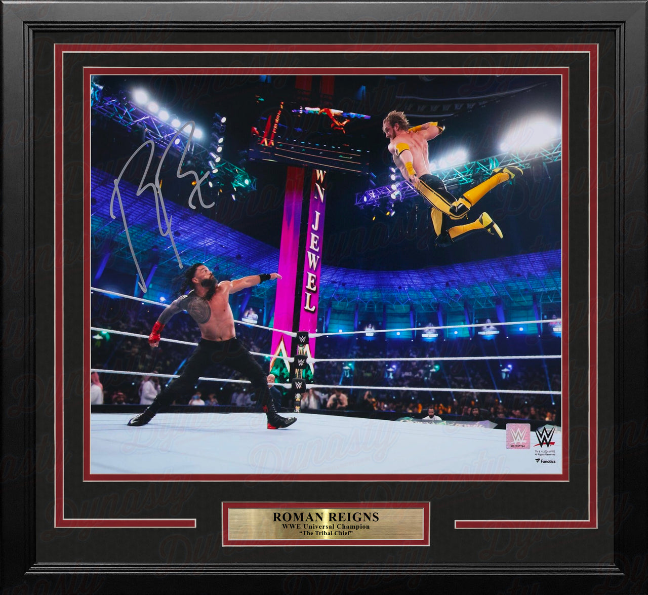 Roman Reigns 2022 Crown Jewel v. Logan Paul Autographed 16" x 20" Framed WWE Wrestling Photo