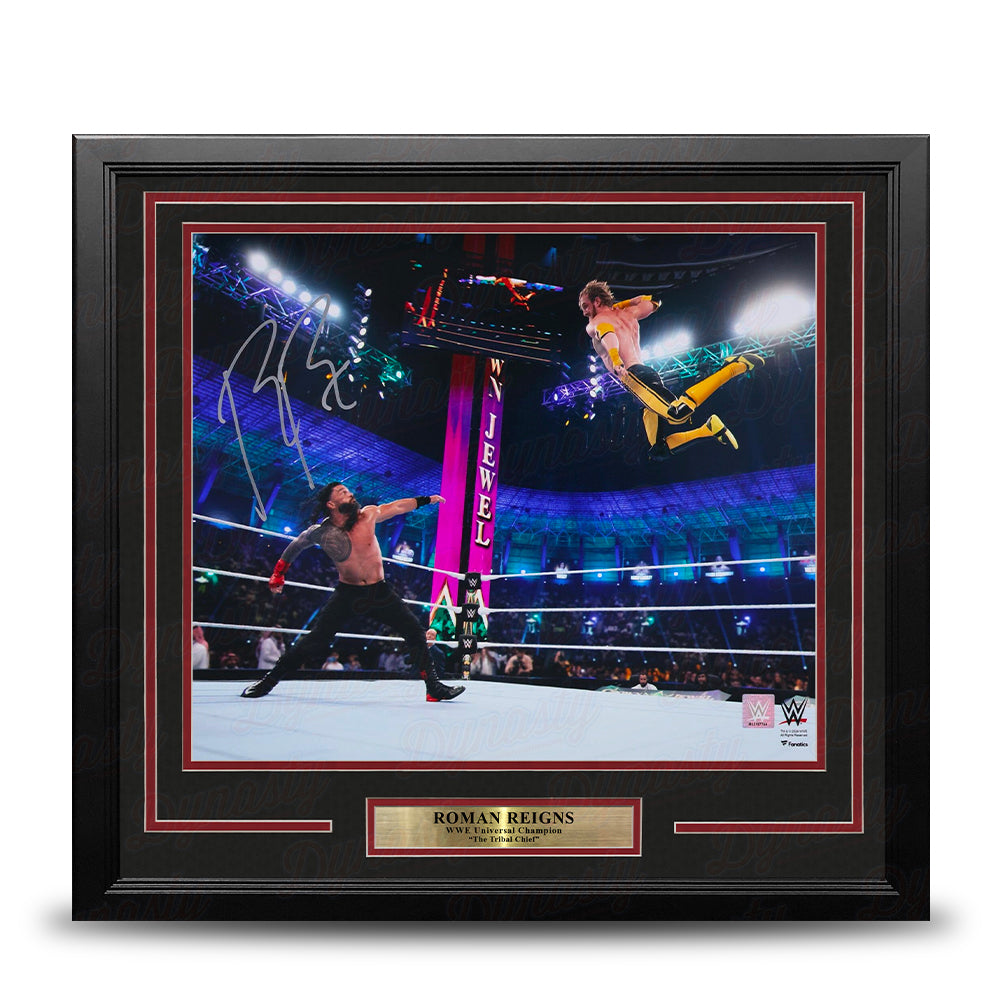Roman Reigns 2022 Crown Jewel v. Logan Paul Autographed 16" x 20" Framed WWE Wrestling Photo