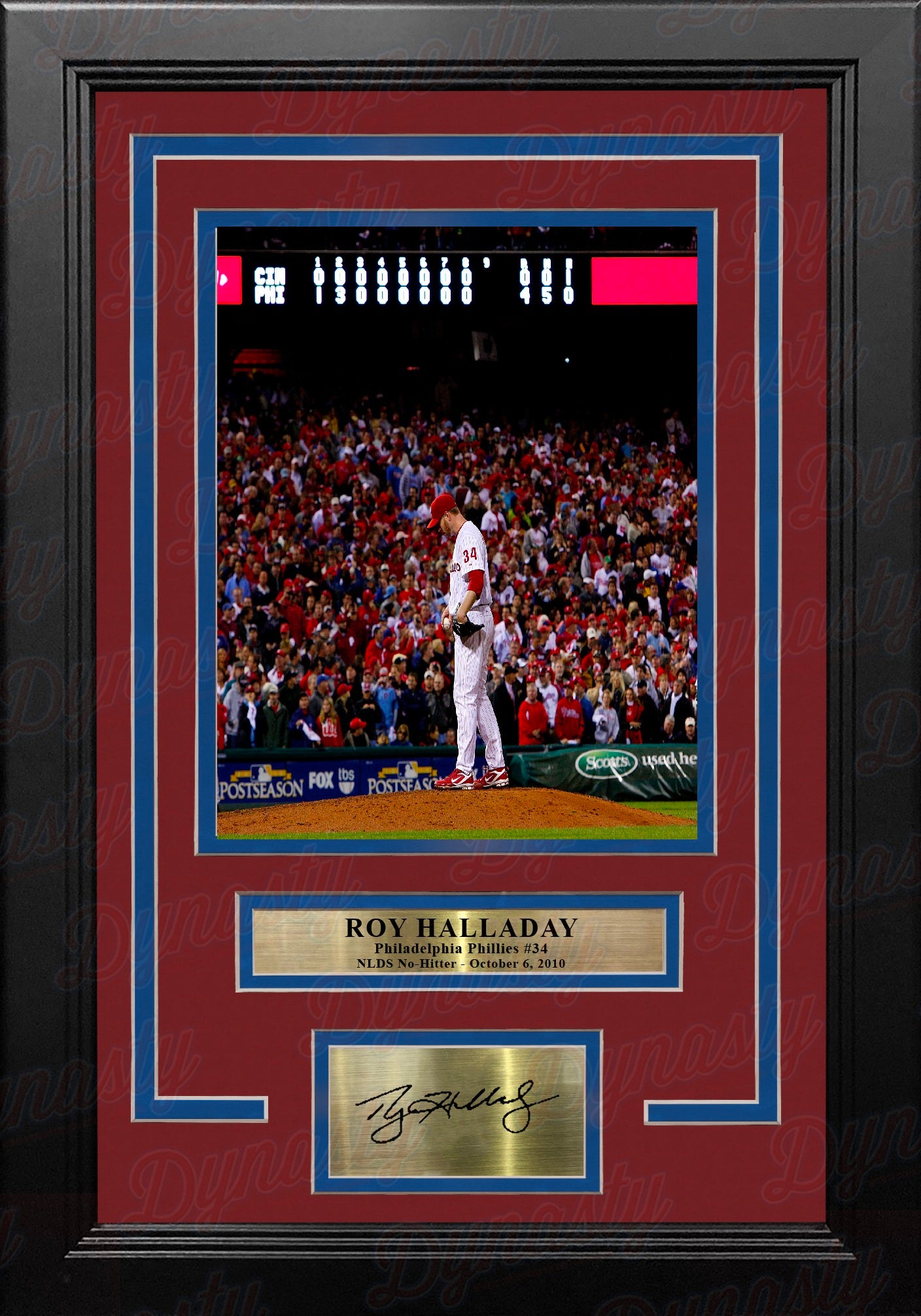 Roy Halladay NLDS No Hitter Philadelphia Phillies 8x10 Framed Baseball Photo with Engraved Autograph
