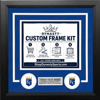 Kansas City Royals Custom MLB Baseball Picture Frame Kit with Blue Matting, White Trim, a Silver Nameplate, and Royals logos