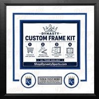 Kansas City Royals Custom MLB Baseball Picture Frame Kit with White Matting, Blue Trim, a Silver Nameplate, and Royals logos