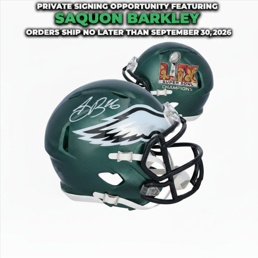 Saquon Barkley Philadelphia Eagles Autographed Super Bowl LIX Champions Mini-Helmet | Pre-Sale Opportunity - Dynasty Sports & Framing 
