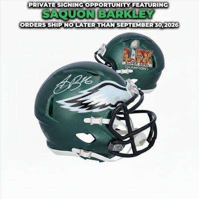 Saquon Barkley Philadelphia Eagles Autographed Super Bowl LIX Champions Mini-Helmet | Pre-Sale Opportunity - Dynasty Sports & Framing 