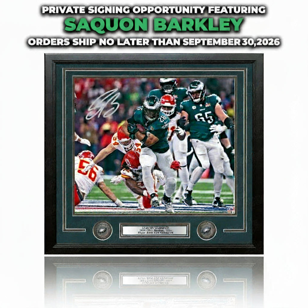 Saquon Barkley Autographed Eagles Super Bowl LIX Framed Photo | Pre-Sale Opportunity - Dynasty Sports & Framing 