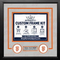 San Francisco Giants Custom MLB Baseball Picture Frame Kit with Gray Matting, Orange Trim, a Silver Nameplate, and Giants logos