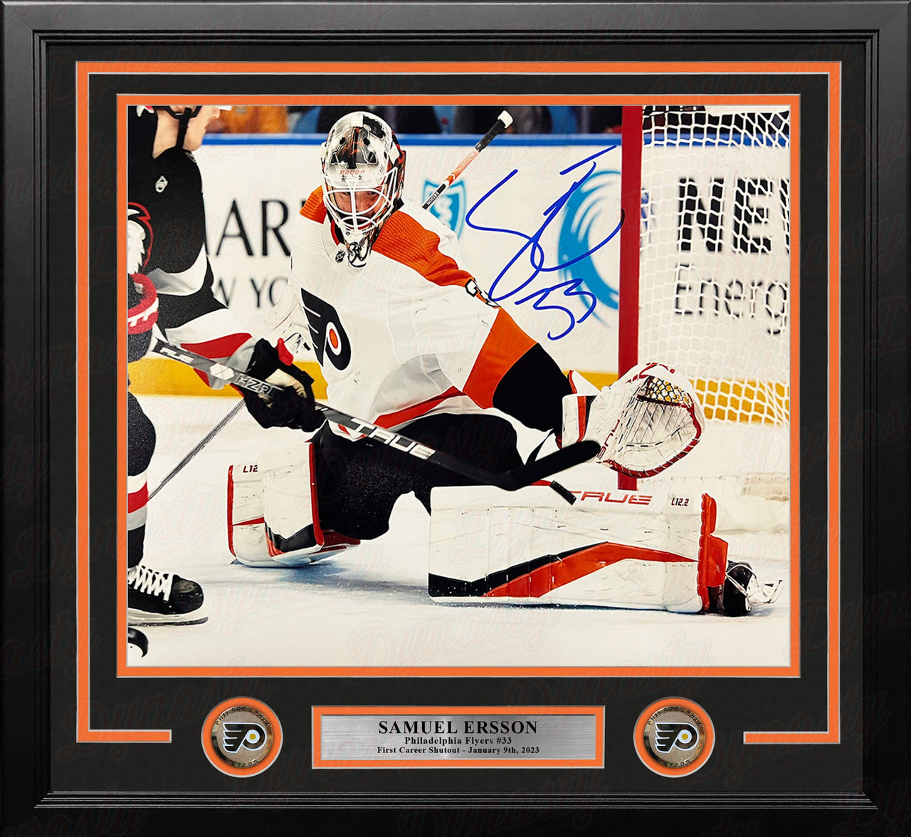 Samuel Ersson First Shutout Philadelphia Flyers Autographed 11" x 14" Framed Hockey Photo