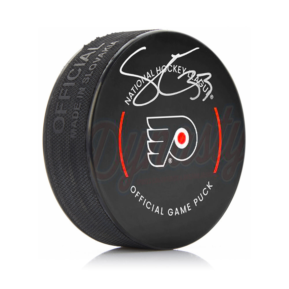 Samuel Ersson Autographed Philadelphia Flyers Hockey Game Model Puck