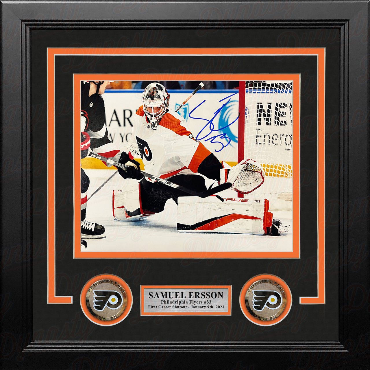 Samuel Ersson First Shutout Philadelphia Flyers Autographed 8" x 10" Framed Hockey Photo