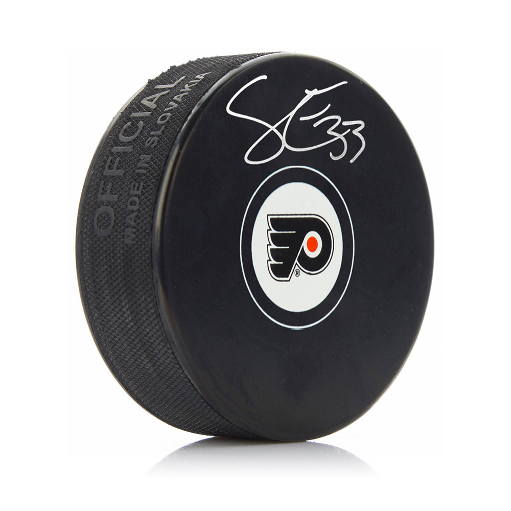 Samuel Ersson Autographed Philadelphia Flyers Hockey Logo Puck