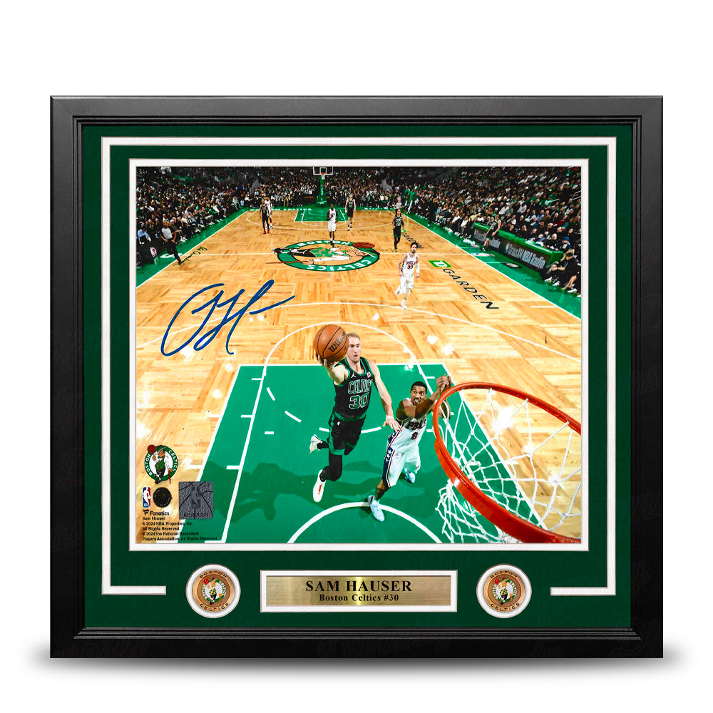 Sam Hauser Rim Cam Boston Celtics Autographed 11" x 14" Framed Basketball Photo
