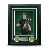 Sam Hauser 2024 NBA Trophy Autographed Boston Celtics 8" x 10" Framed Championship Photo - Dynasty Sports & Framing 