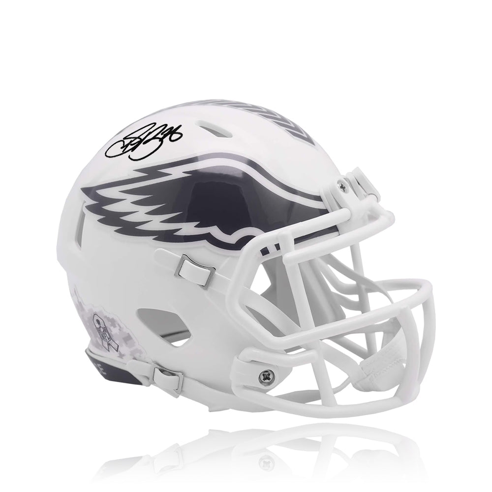 Saquon Barkley Philadelphia Eagles Salute to Service Autographed Full-Size Helmet