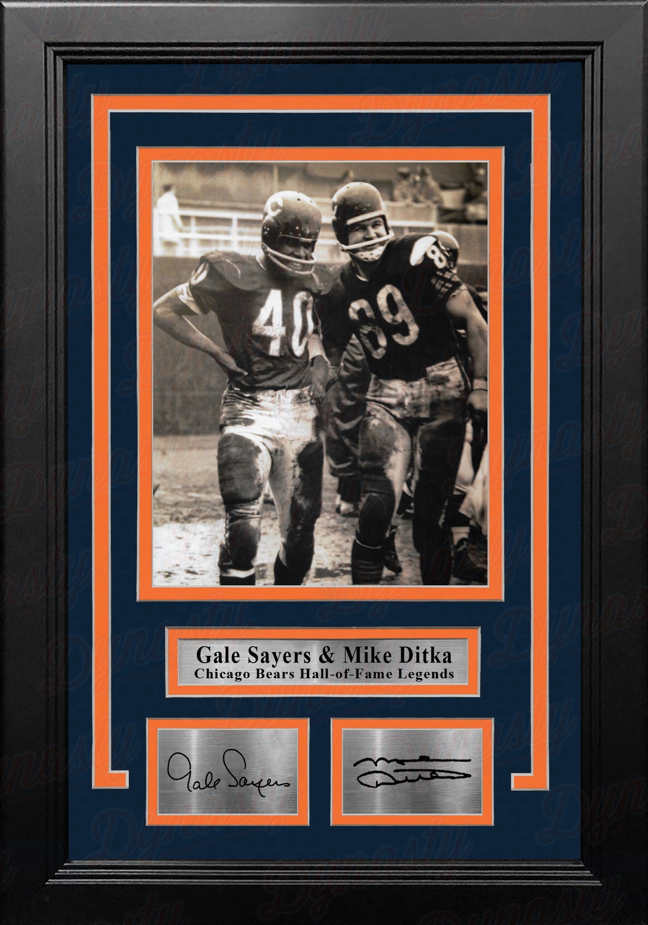 Gale Sayers & Mike Ditka Chicago Bears 8" x 10" Framed Black & White Photo with Engraved Autographs