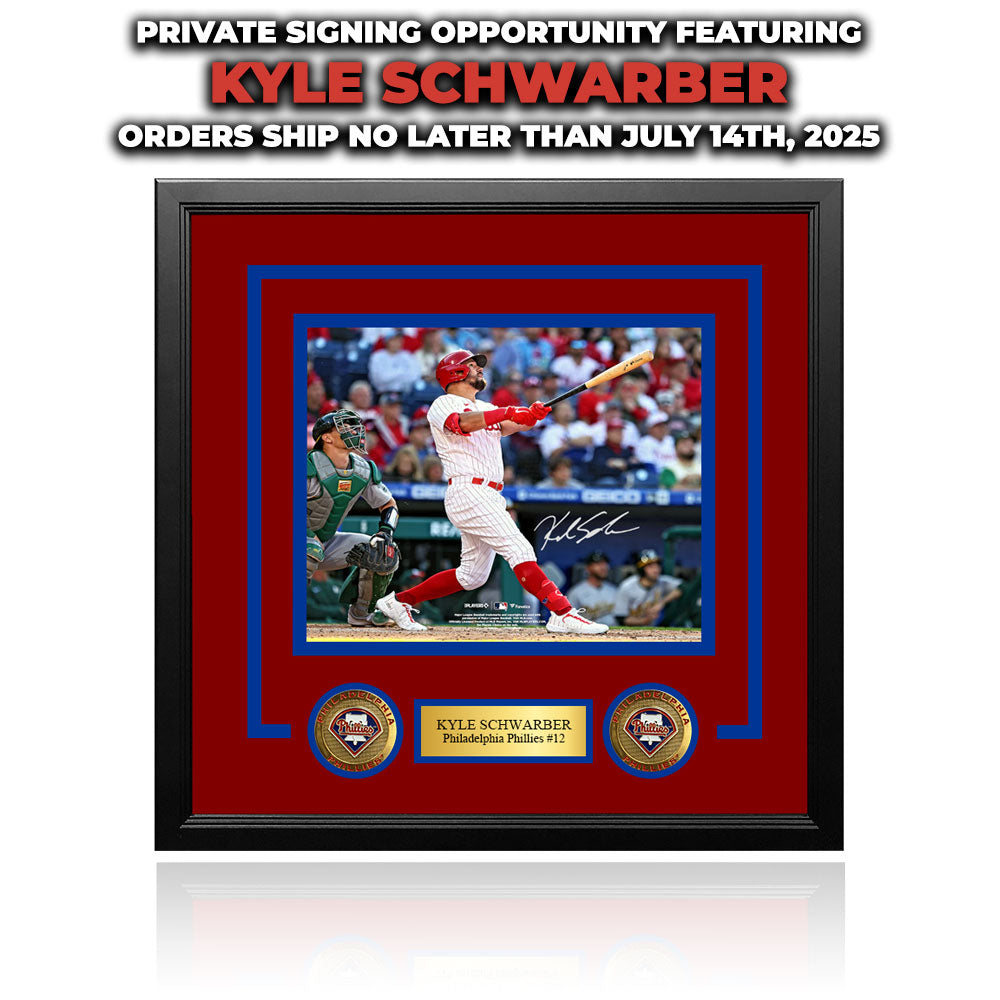 Kyle Schwarber Philadelphia Phillies Autographed Framed Action Photo | Pre-Sale Opportunity