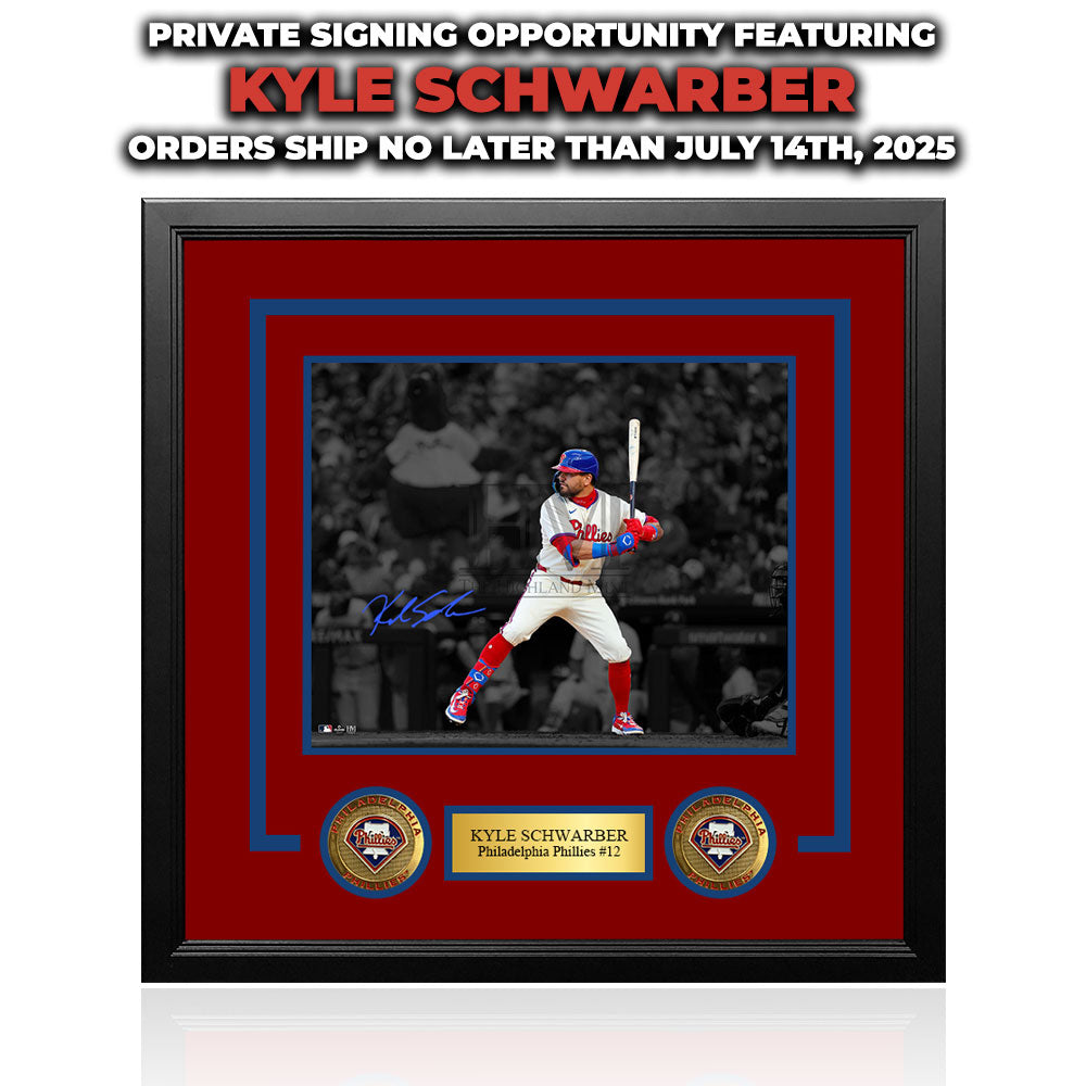 Kyle Schwarber Philadelphia Phillies Autographed Framed Spotlight Photo | Pre-Sale Opportunity