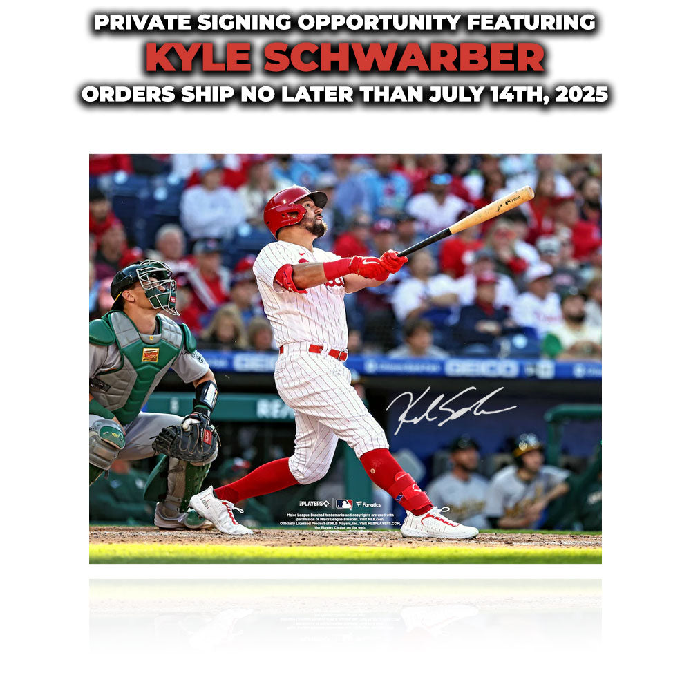 Kyle Schwarber Philadelphia Phillies Autographed Action Photo | Pre-Sale Opportunity
