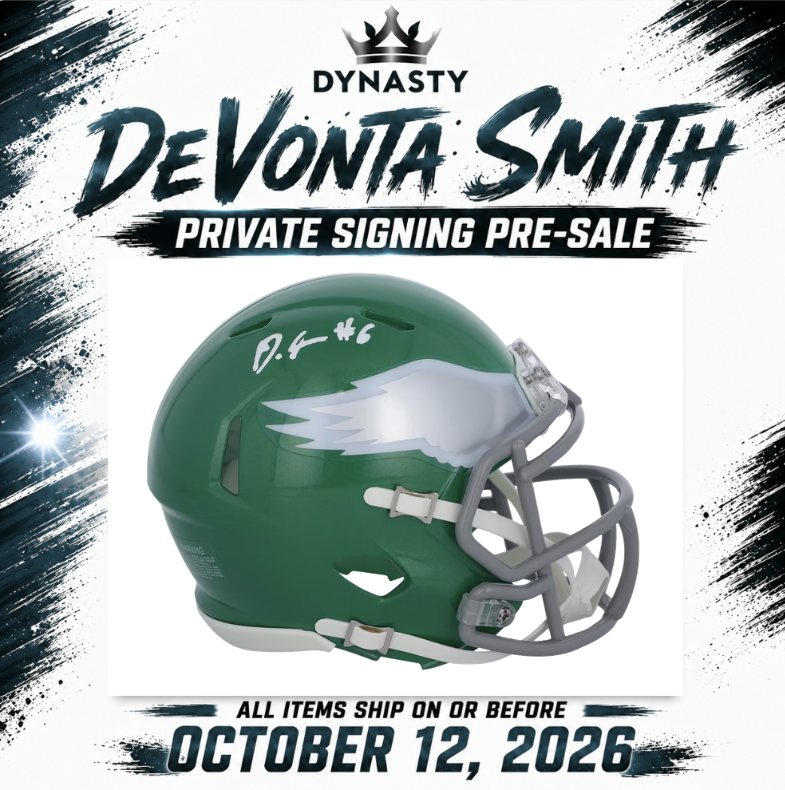 DeVonta Smith Autographed Philadelphia Eagles Throwback Mini-Helmet | Pre-Sale Opportunity