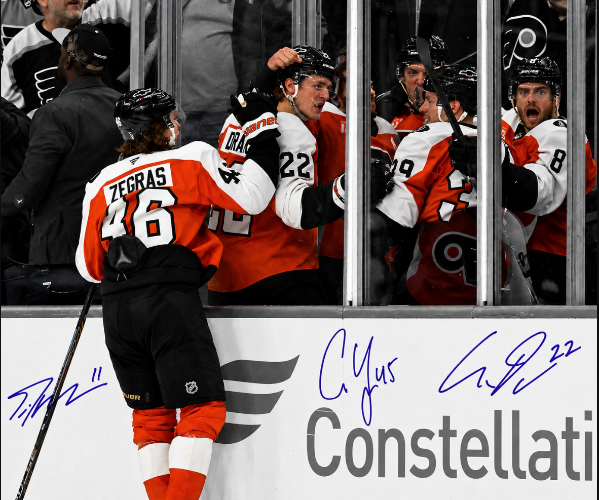 The "Penalty Box" Party Philadelphia Flyers Triple Signed 11" x 14" Photograph