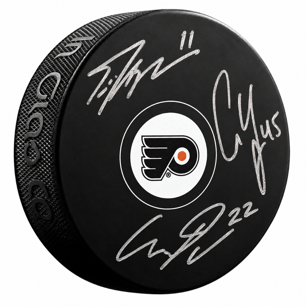 Philadelphia Flyers Triple Autographed Hockey Puck