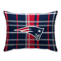 New England Patriots Plaid 26" Sherpa NFL Logo Pillow