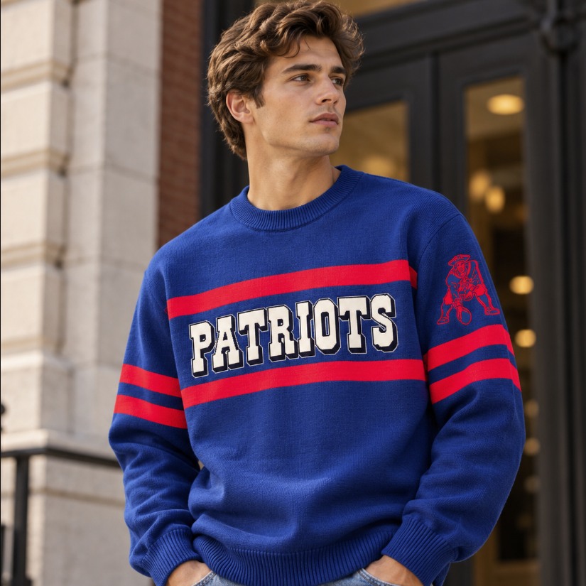 New England Patriots Retro Throwback NFL Team Sweater