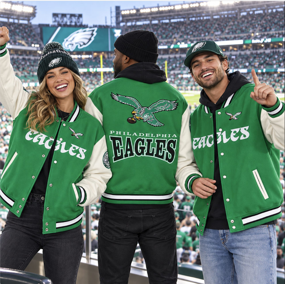 Philadelphia Eagles Throwback Kelly Green Bomber Varsity Jacket