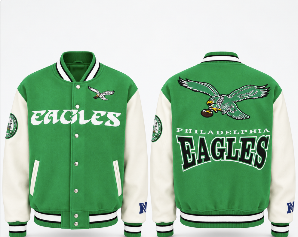 Philadelphia Eagles Throwback Kelly Green Bomber Varsity Jacket