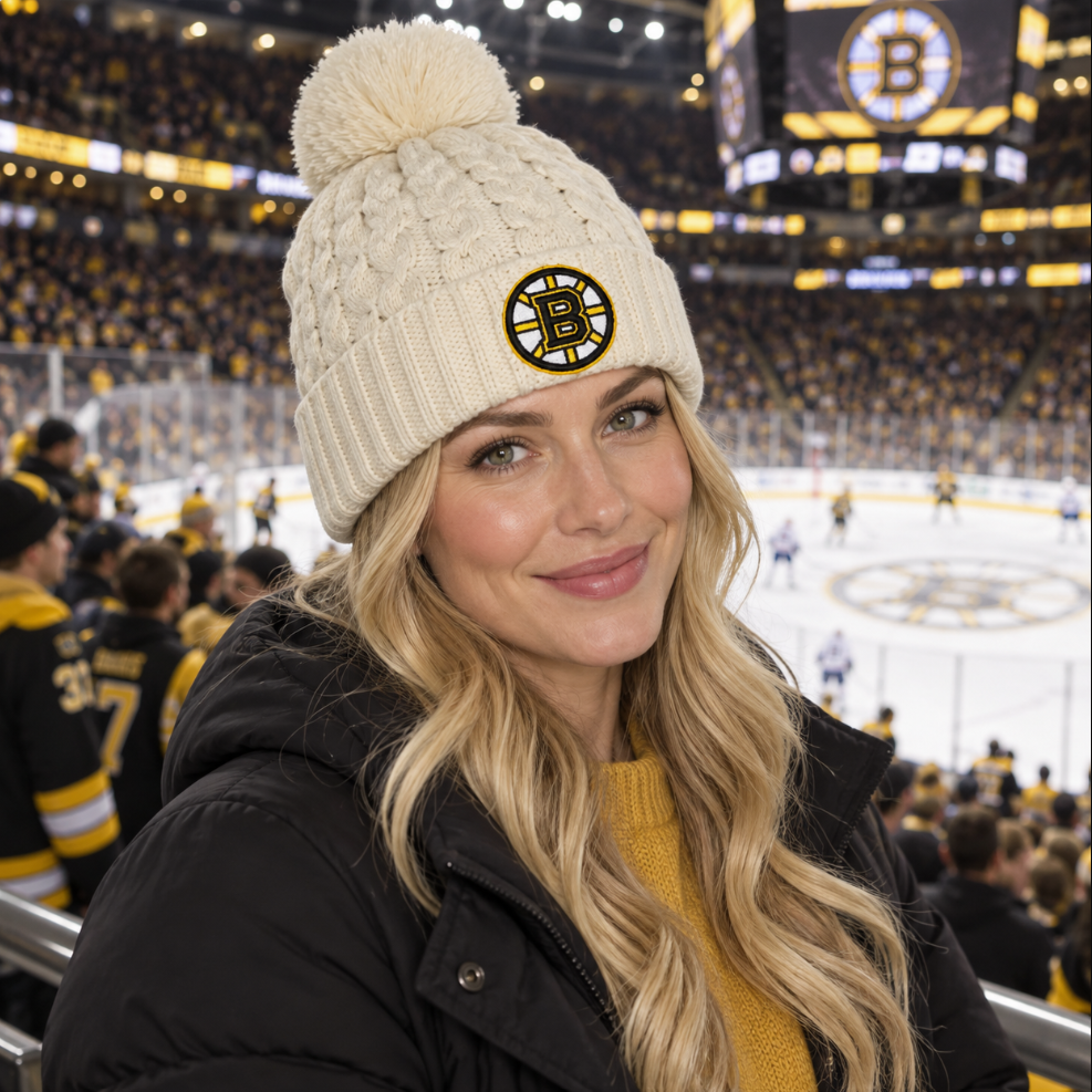 Boston Bruins Women's Winter Knit Logo Pom New Era Hat