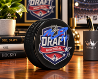 Matthew Poitras Autographed Boston Bruins 2022 Draft Hockey Logo Puck