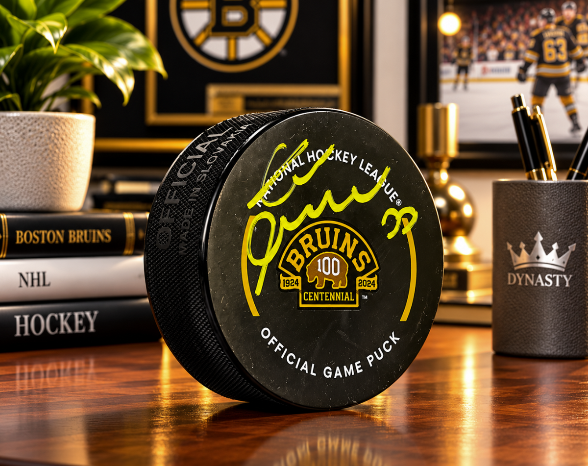 Zdeno Chara Boston Bruins Autographed 100th Anniversary Hockey Game Model Puck