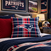 New England Patriots Plaid 26" Sherpa NFL Logo Pillow