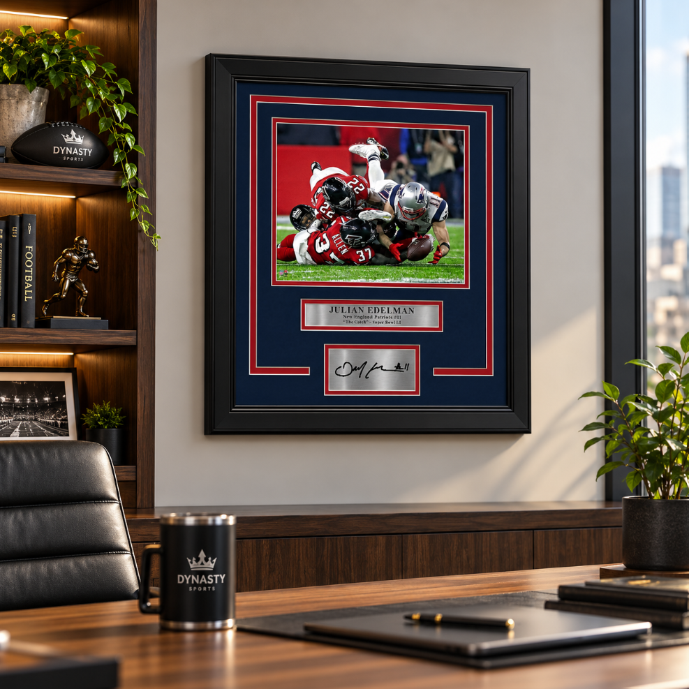 Julian Edelman Super Bowl LI Catch New England Patriots 8" x 10" Framed Football Photo with Engraved Autograph