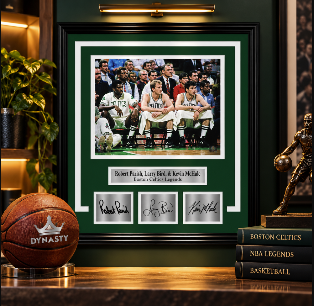 Robert Parish, Larry Bird & Kevin McHale Boston Celtics 8x10 Framed Photo with Engraved Autographs