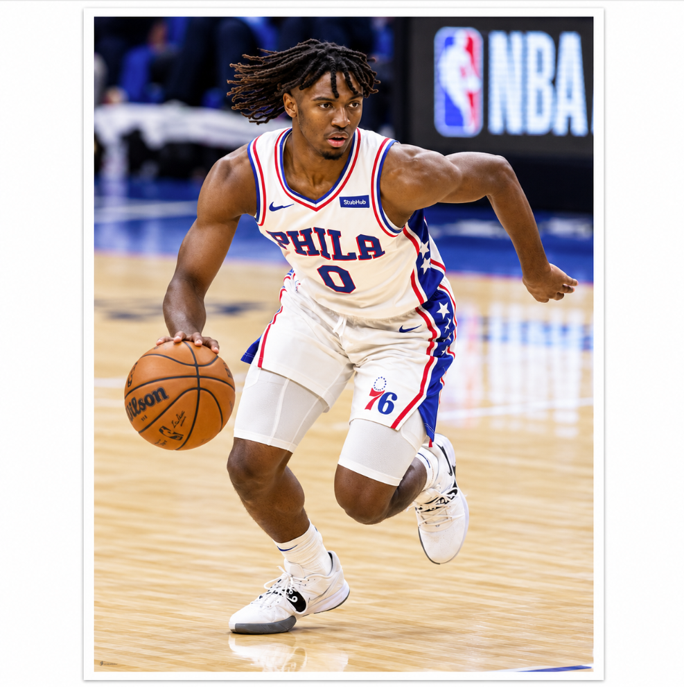 Tyrese Maxey Philadelphia 76ers Drive Action Photograph