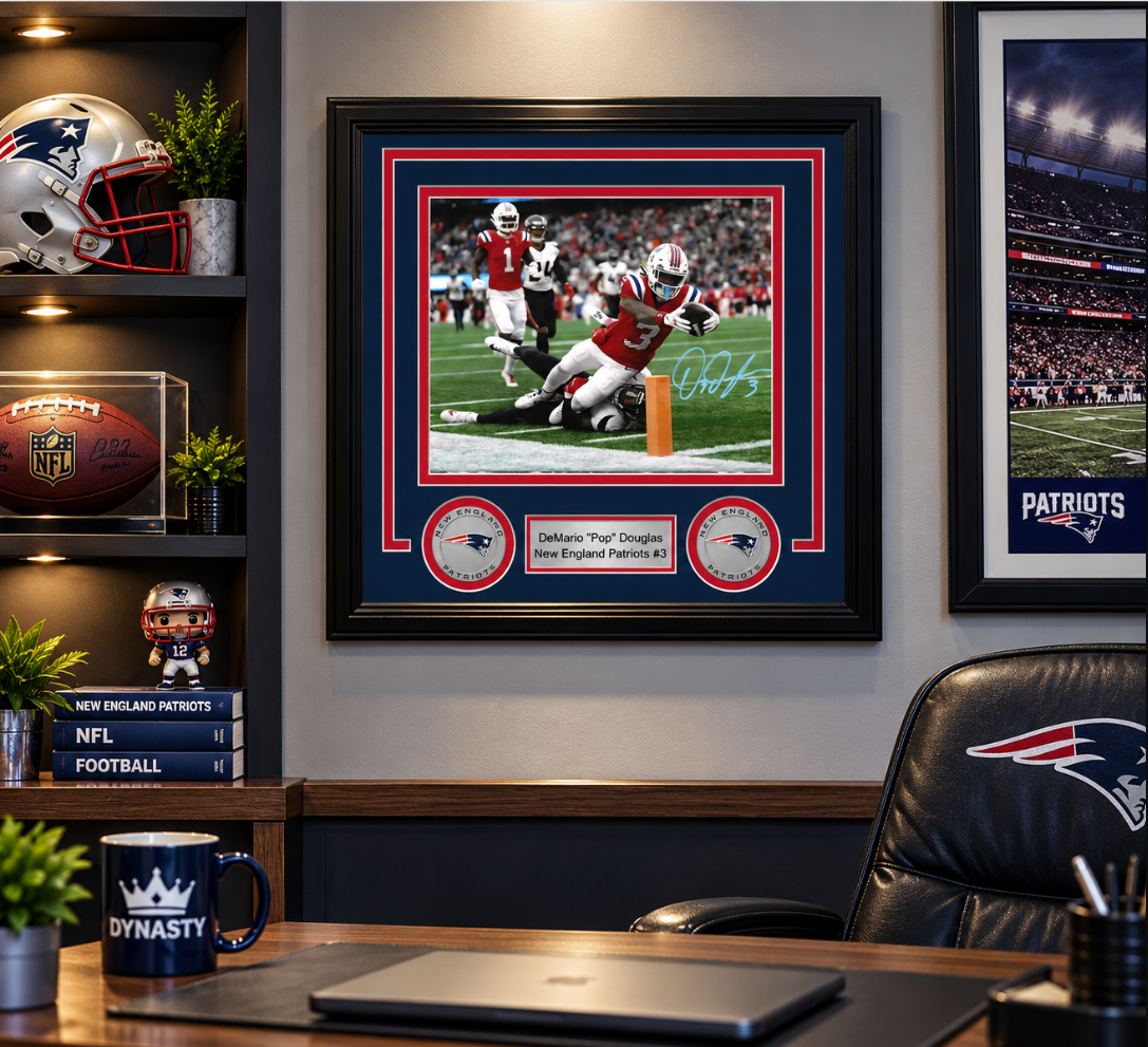 DeMario Pop Douglas New England Patriots Signed 8" x 10" Framed Photo