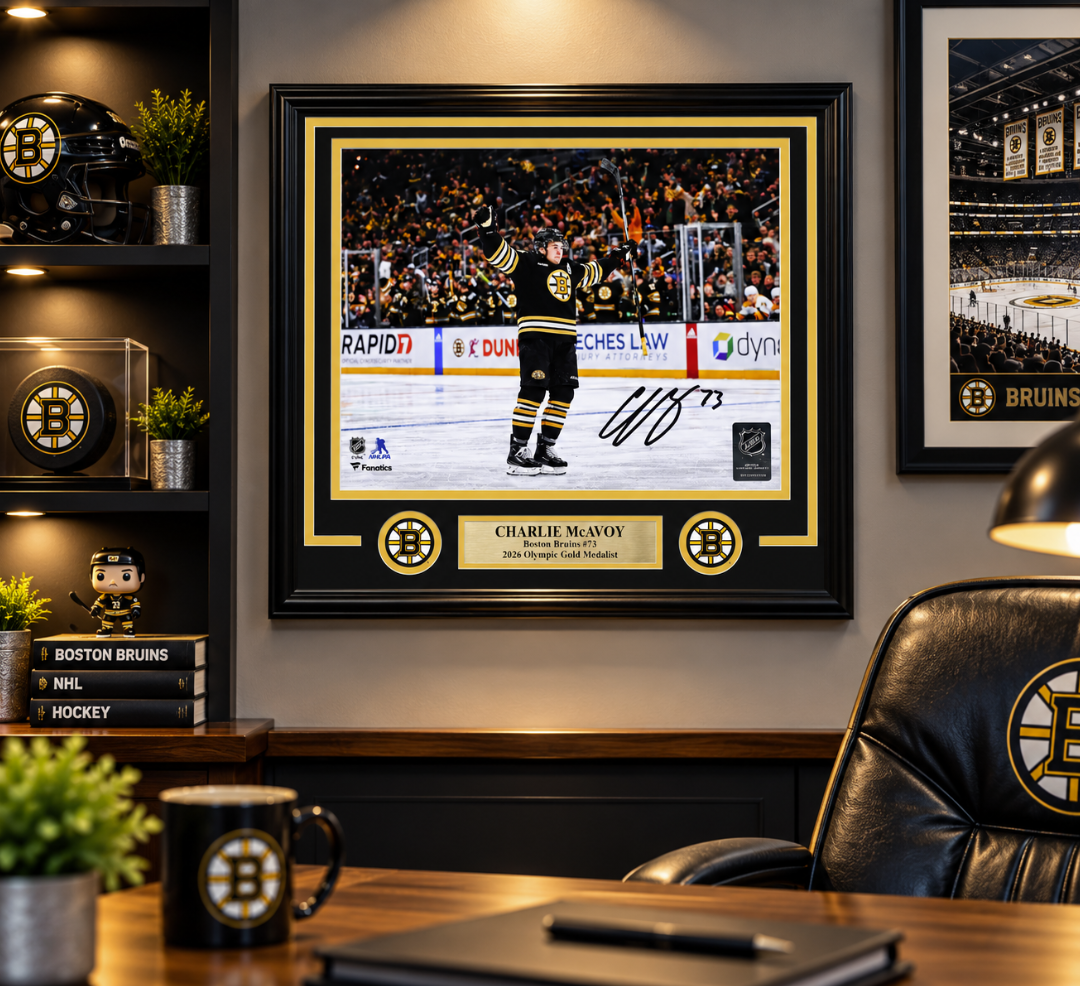 Charlie McAvoy Boston Bruins Celebration Autographed 16" x 20" Framed Photograph