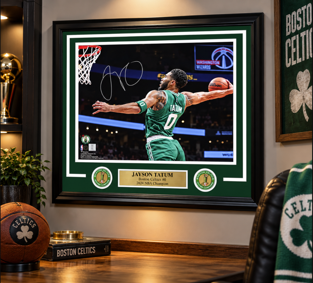 Jayson Tatum Boston Celtics Dunk Autographed 16" x20" Framed Photograph