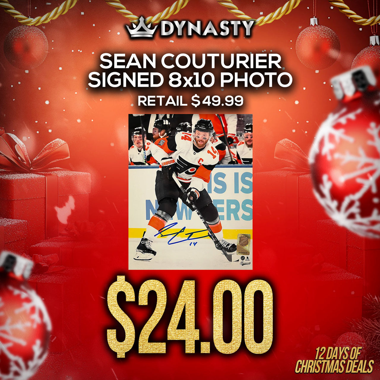 Sean Couturier 2024 Stadium Series Action Philadelphia Flyers Autographed 8" x 10" Hockey Photo