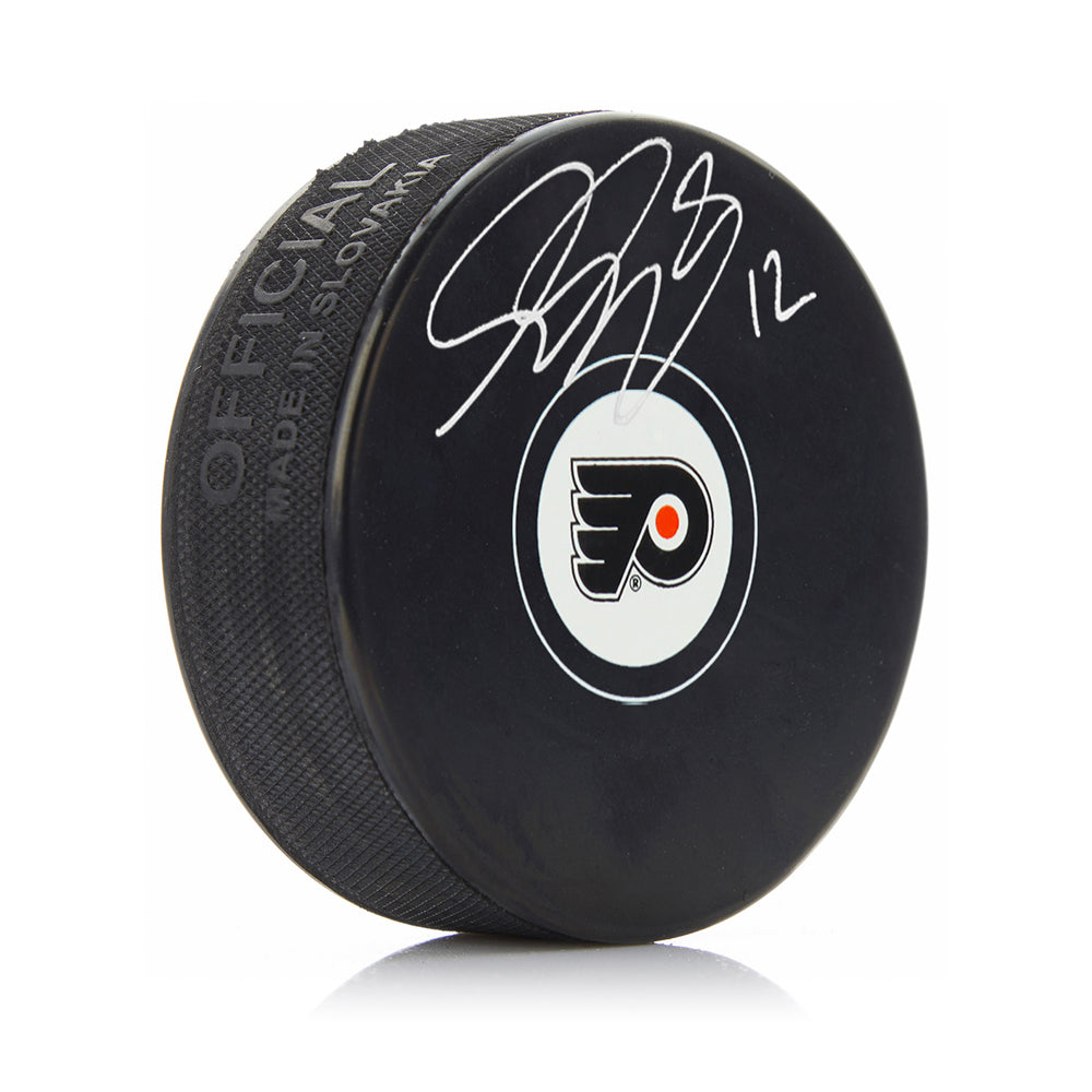 Simon Gagne Philadelphia Flyers Autographed Hockey Logo Puck