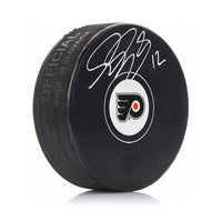 Simon Gagne Philadelphia Flyers Autographed Hockey Logo Puck - Dynasty Sports & Framing 