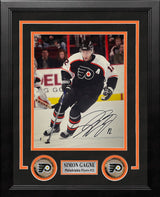 Simon Gagne in Action Philadelphia Flyers Autographed 8" x 10" Framed Hockey Photo - Dynasty Sports & Framing 