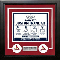 St. Louis Cardinals Custom MLB Baseball Picture Frame Kit with Red Matting, White Trim, a Silver Nameplate, and Cardinals logos