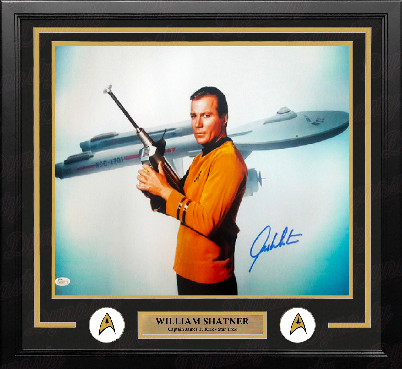 William Shatner Captain James Kirk & the USS Enterprise Star Trek Autographed 16" x 20" Framed Photo