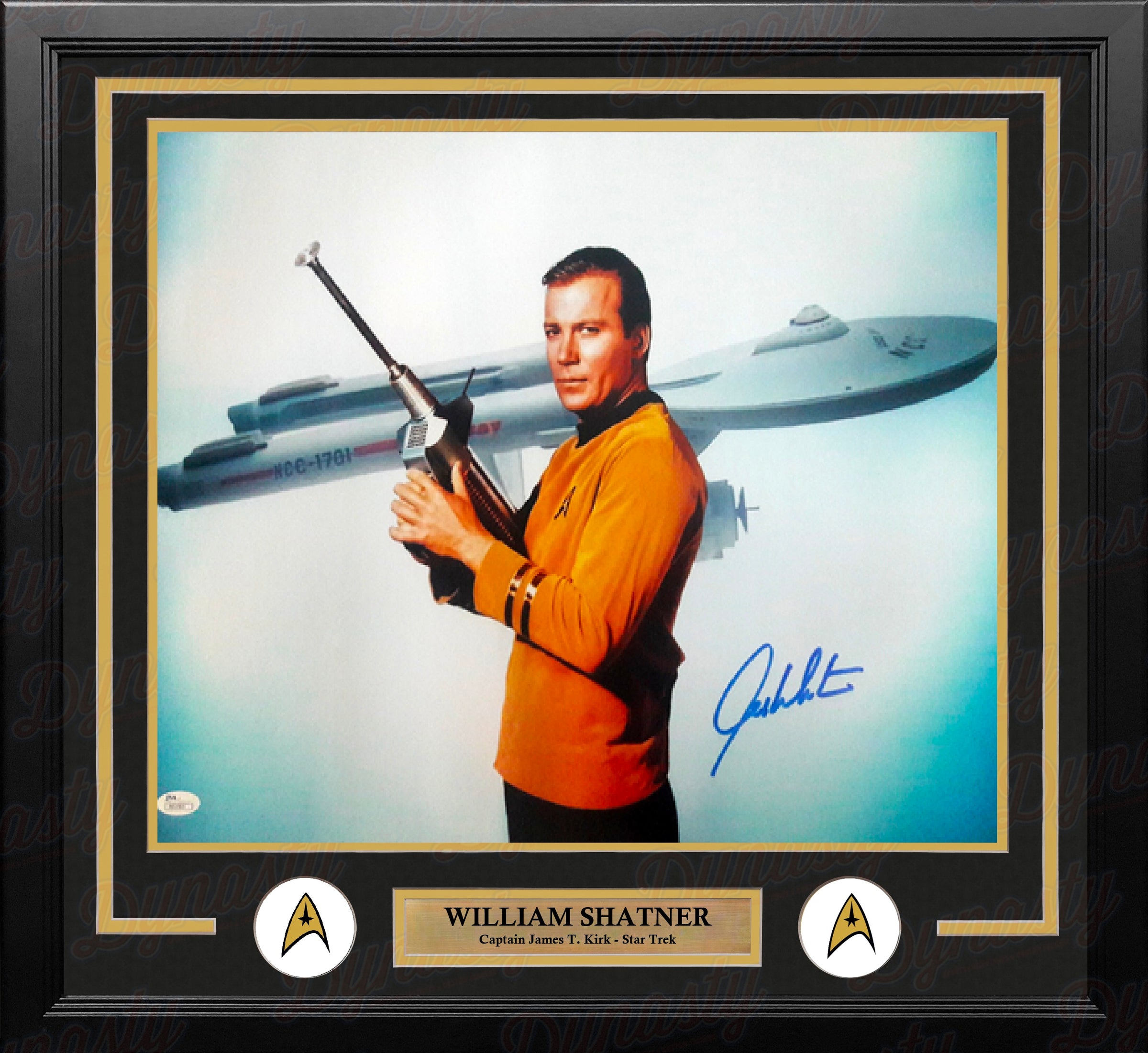 William Shatner Captain James Kirk & the USS Enterprise Star Trek Autographed 16" x 20" Framed Photo