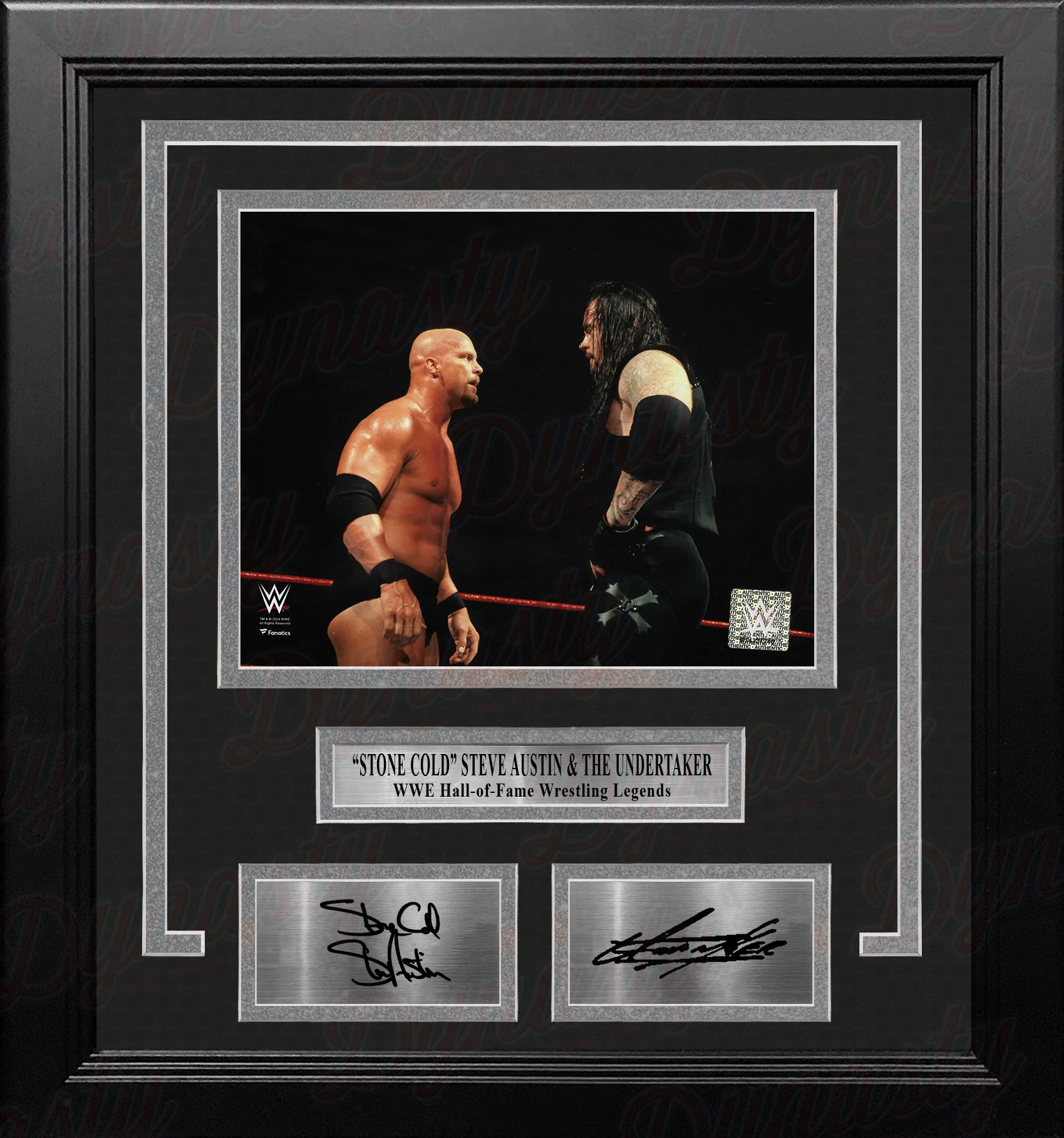 Stone Cold Steve Austin & The Undertaker 8x10 Framed WWE Wrestling Photo with Engraved Autographs